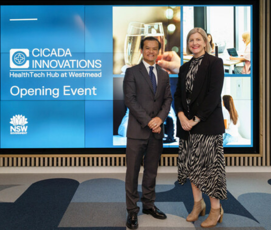 Image caption- (L-R) Anoulack Chanthivong, Minister for Innovation, Science and Technology, and Sally-Ann Williams, CEO of Cicada Innovations
