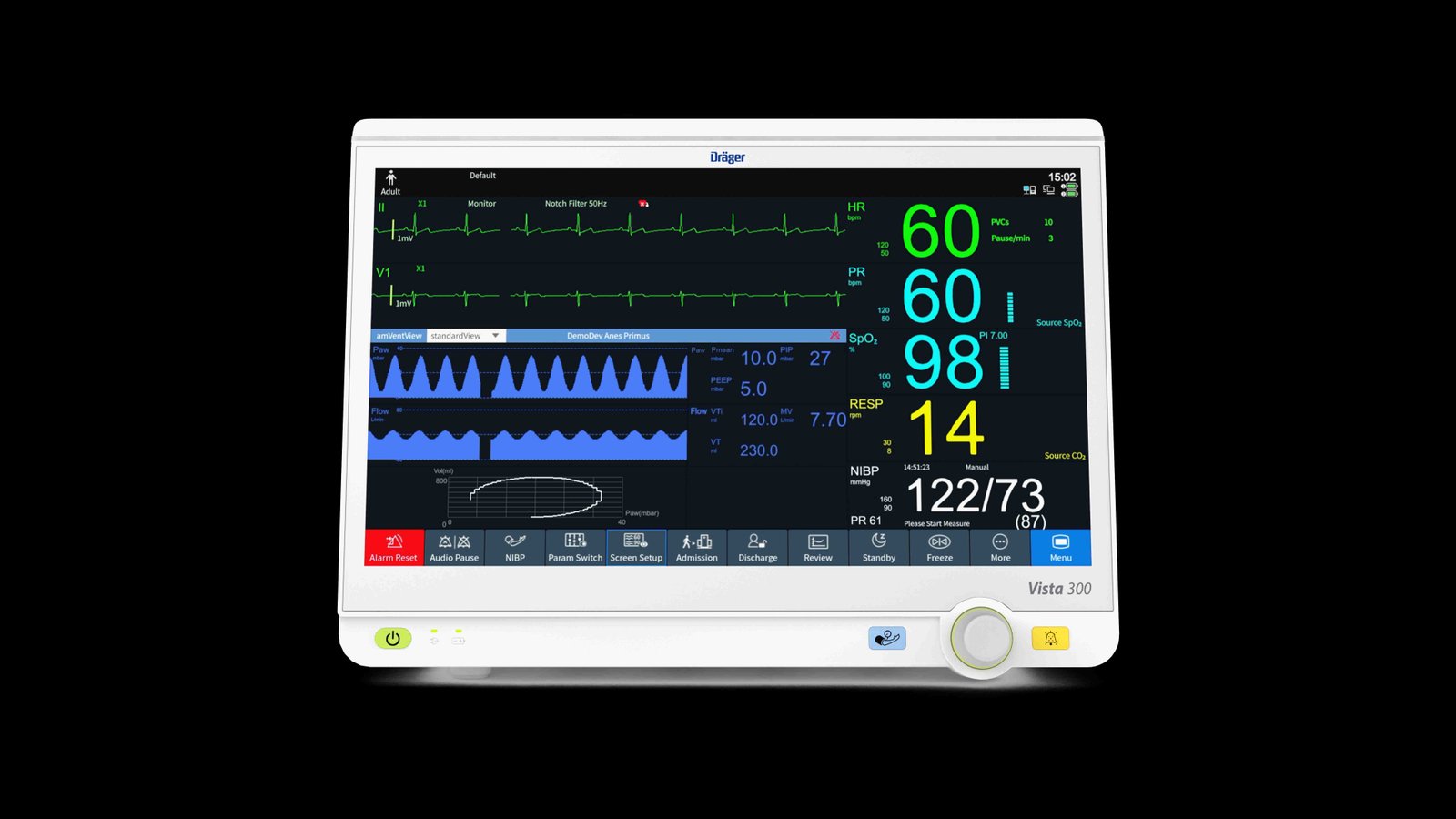 Important information from the patient's bedside to the HIS always at hand – with the new Vista 300 patient monitor from Dräger