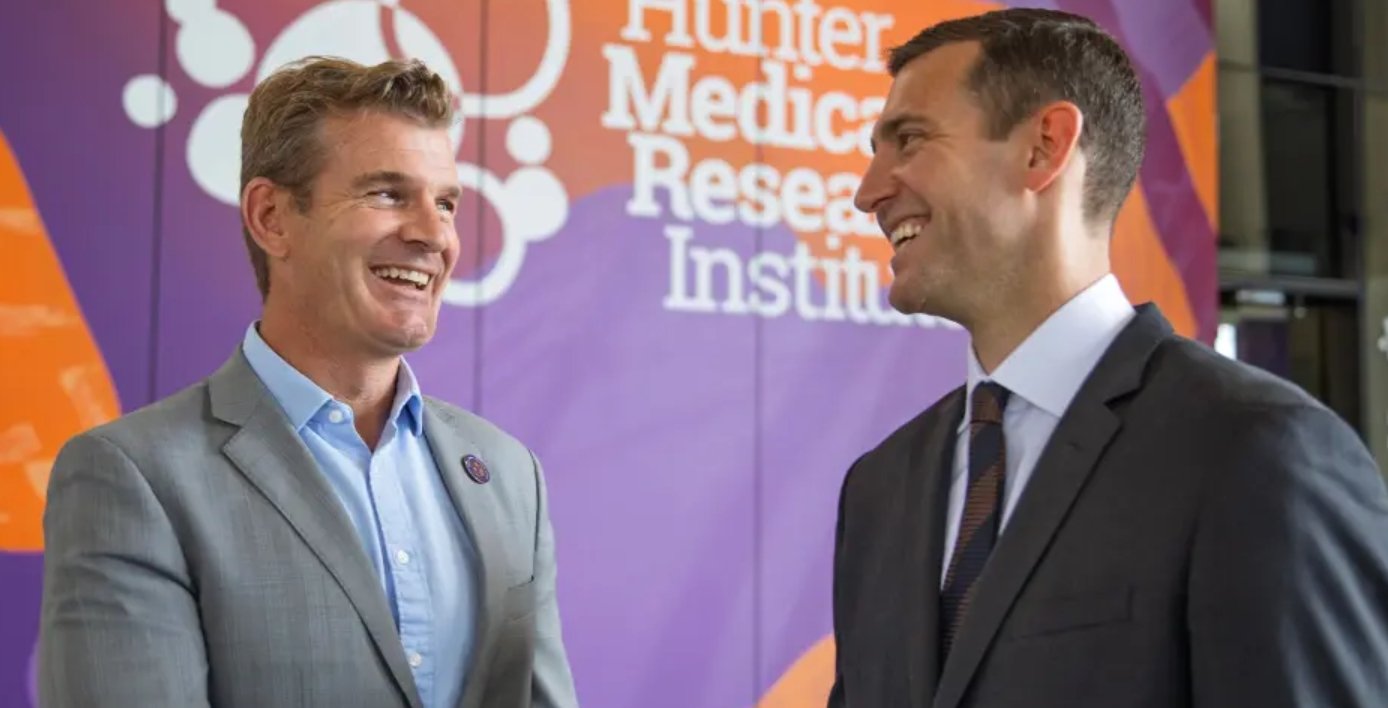 Image caption- (L) Todd Williams, Chief of Research Partnerships, HMRI, and (R)  Matt Zeller, Country President, Novartis Australia and New Zealand